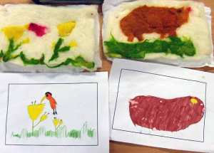 Original-children's-drawings-and-finished-felt-quilted-panels